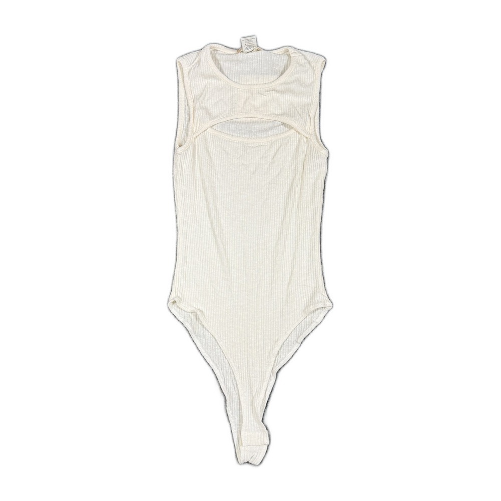 Altar'd State White Ribbed Cut Out Bodysuit BE21139 NWT Womens XS